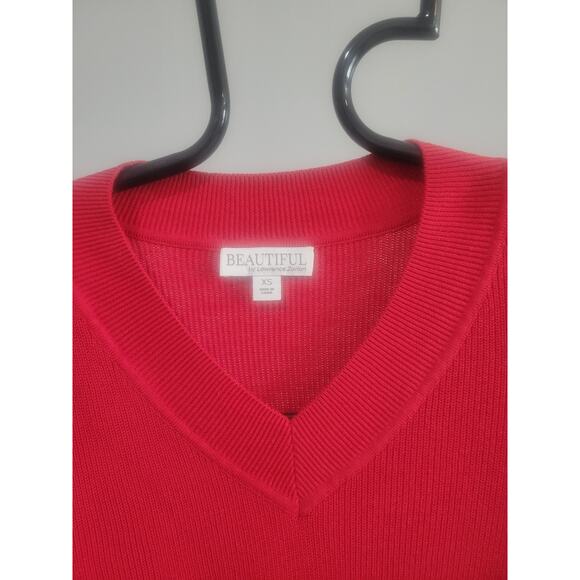 Beautiful Lawrence Zarian Size XS Red V Neck Pullover Top A677522 NWOT - Picture 3 of 7